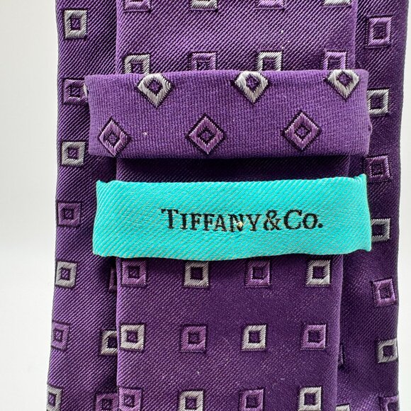 Tiffany & Co Silk Geometric Tie โ Dark Purple Vintage, Silk, Made in Italy - Picture 2 of 6